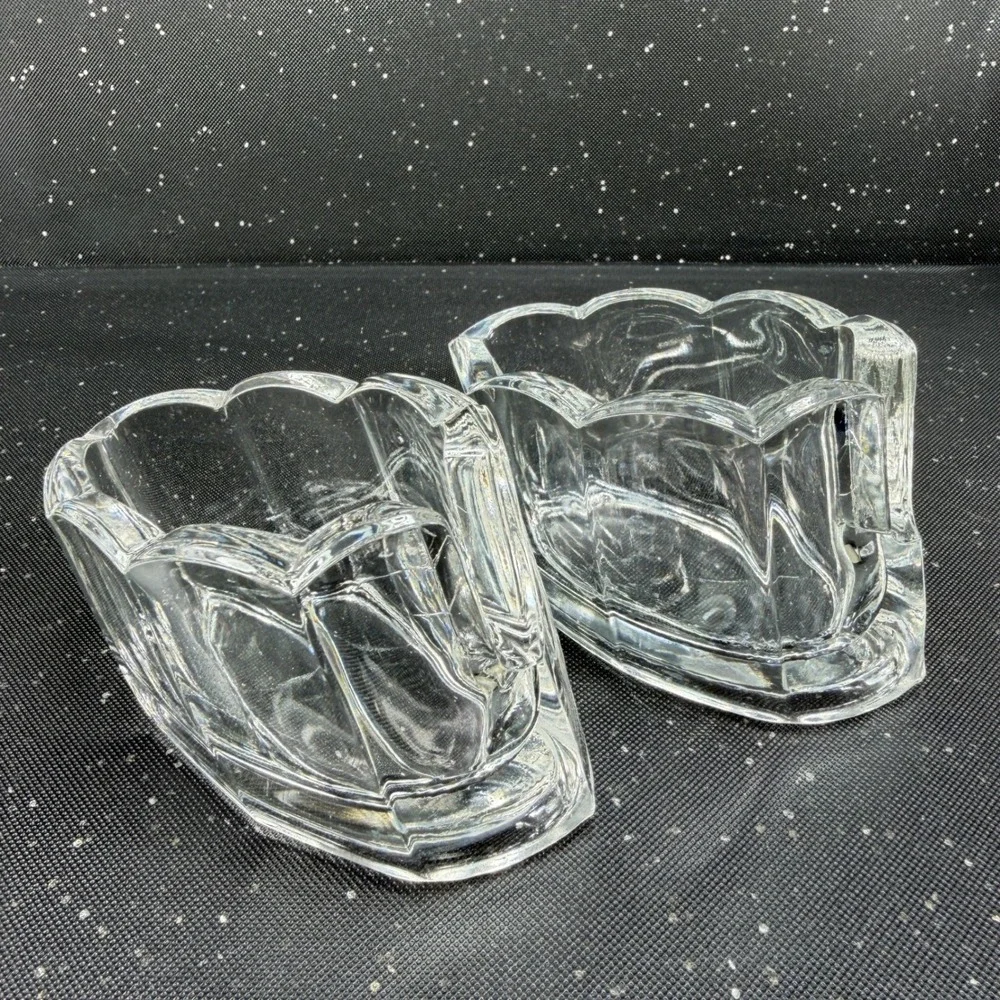 Clamborn Clear Pressed Glass Napkin Holders Spoon Holder Heavy Weighted Base